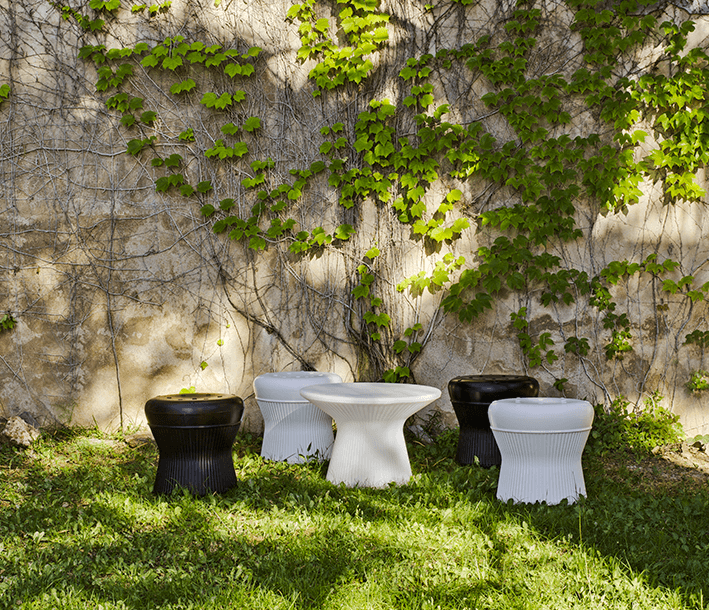 Taburete redondo CORFU 40 luz y color In&Out